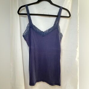 Old Navy Navy Blue Camisole w Lace Trim & Spaghetti Straps Size S Fair Condition